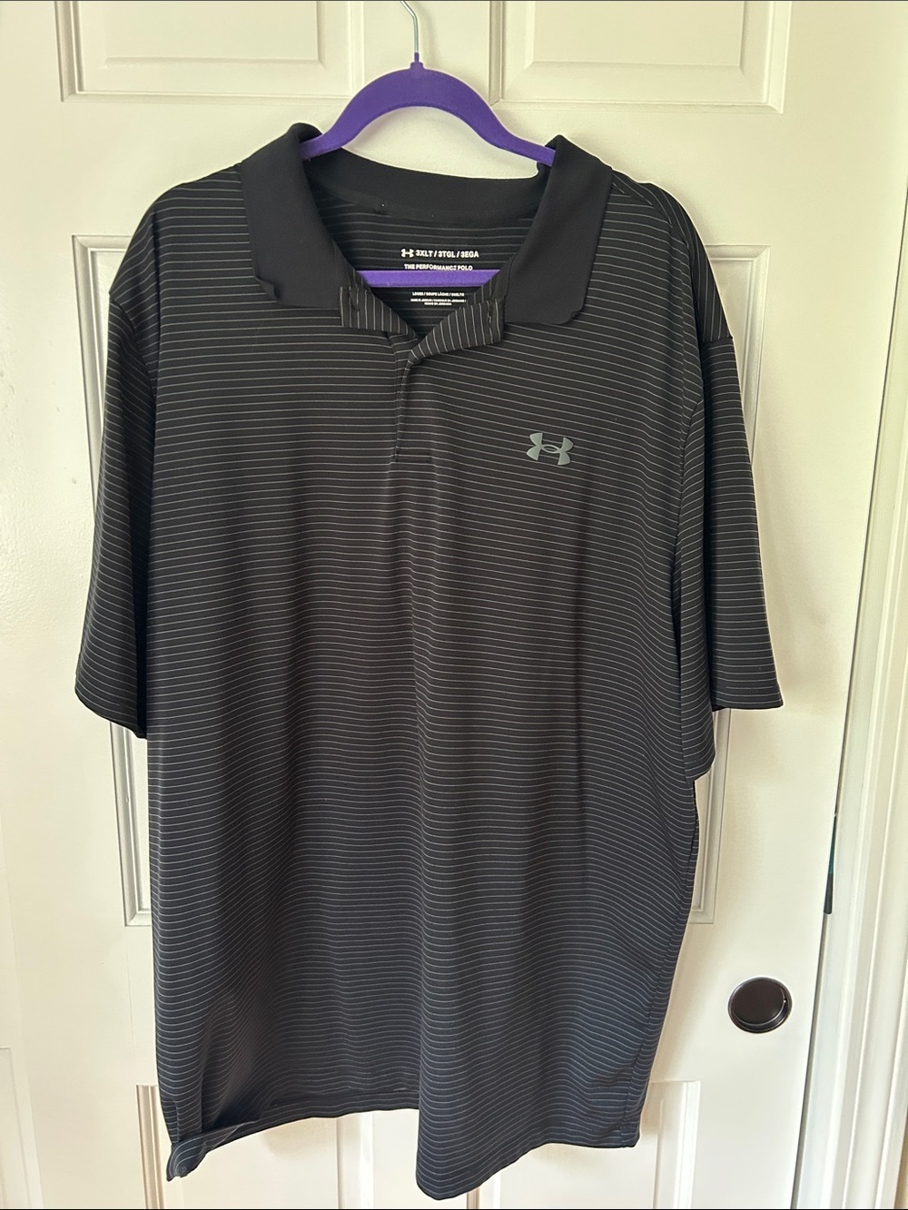 Under Armour Performance Polo Striped in Black & Gray Size XL